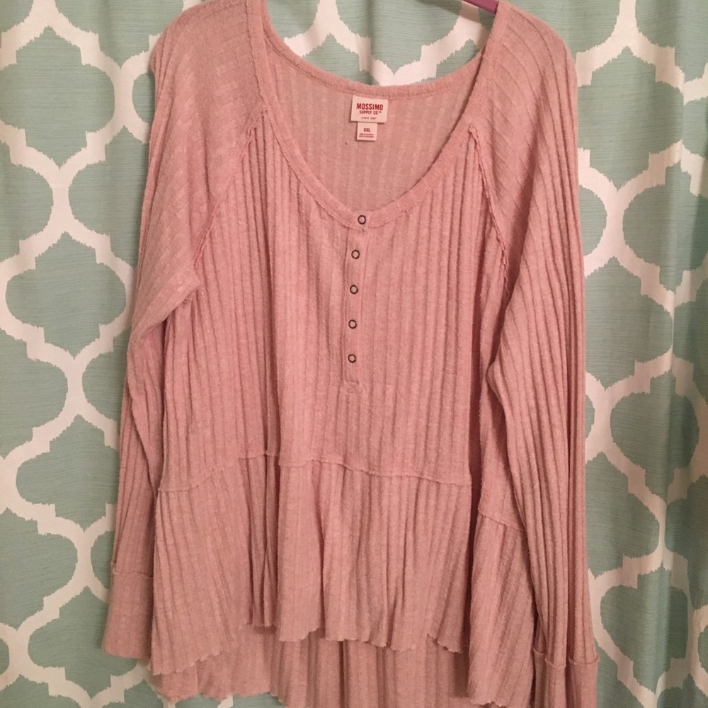 Pink Long Sleeve High/Lo Top